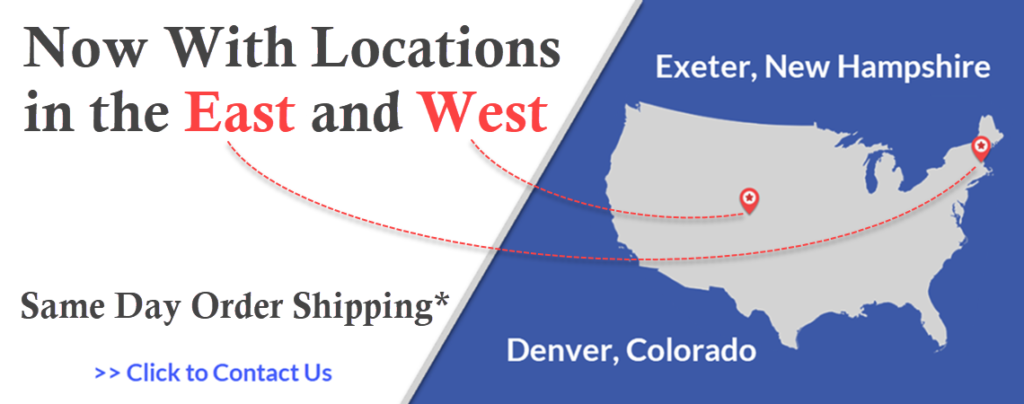 about us american west surplus map with warehouse locations in denver colorado and exeter new hampshire click to contact us